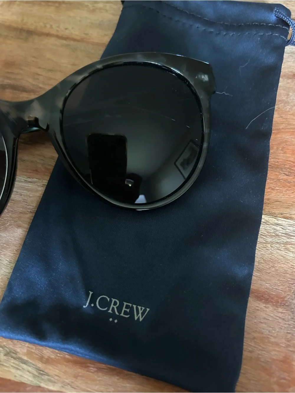J. Crew Factory Black Round Sunglasses with Pouch